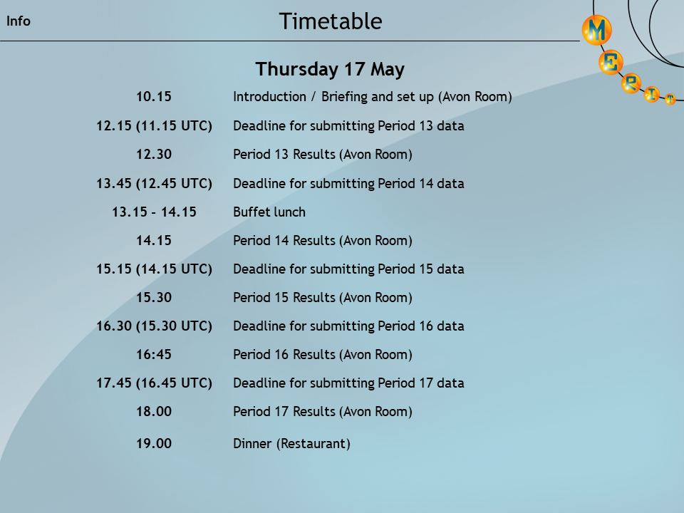 2018 final timetable day 1