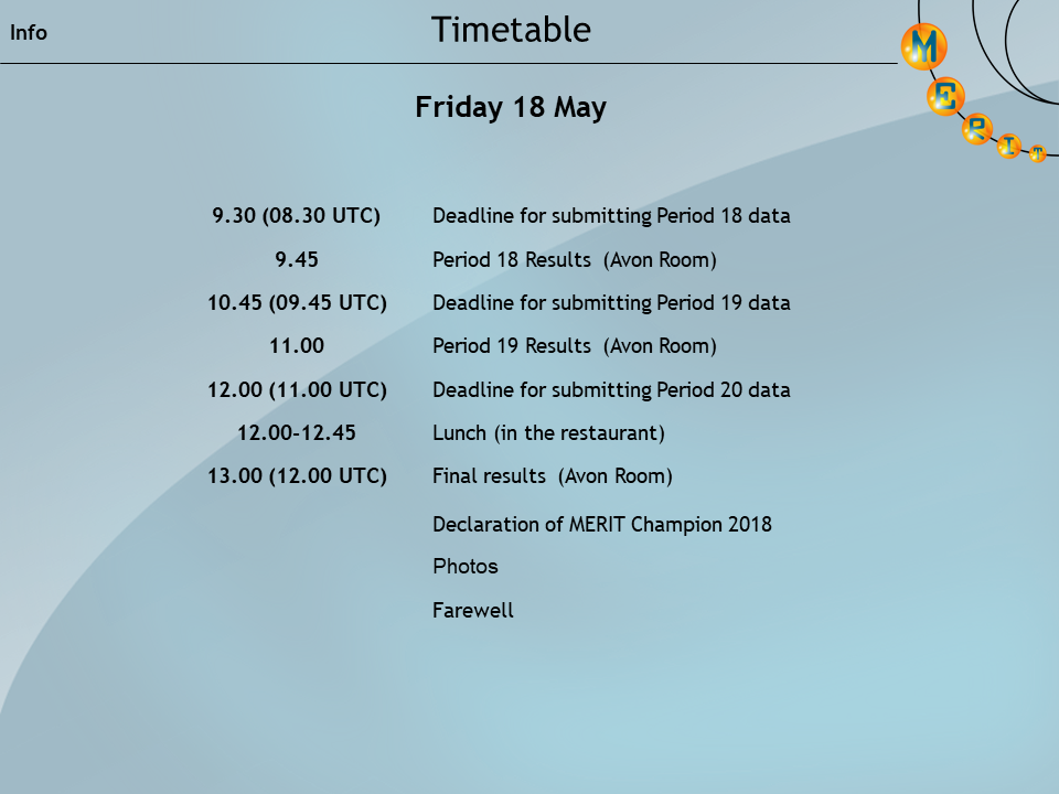 2018 final timetable day 2